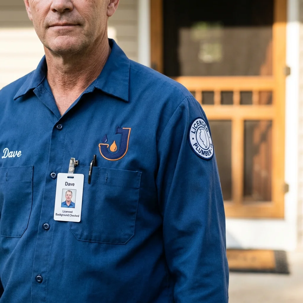Licensed plumber showing ID badge in Elma, WA