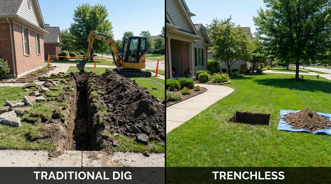 Trenchless sewer repair with minimal yard damage versus traditional excavation in Elma, WA